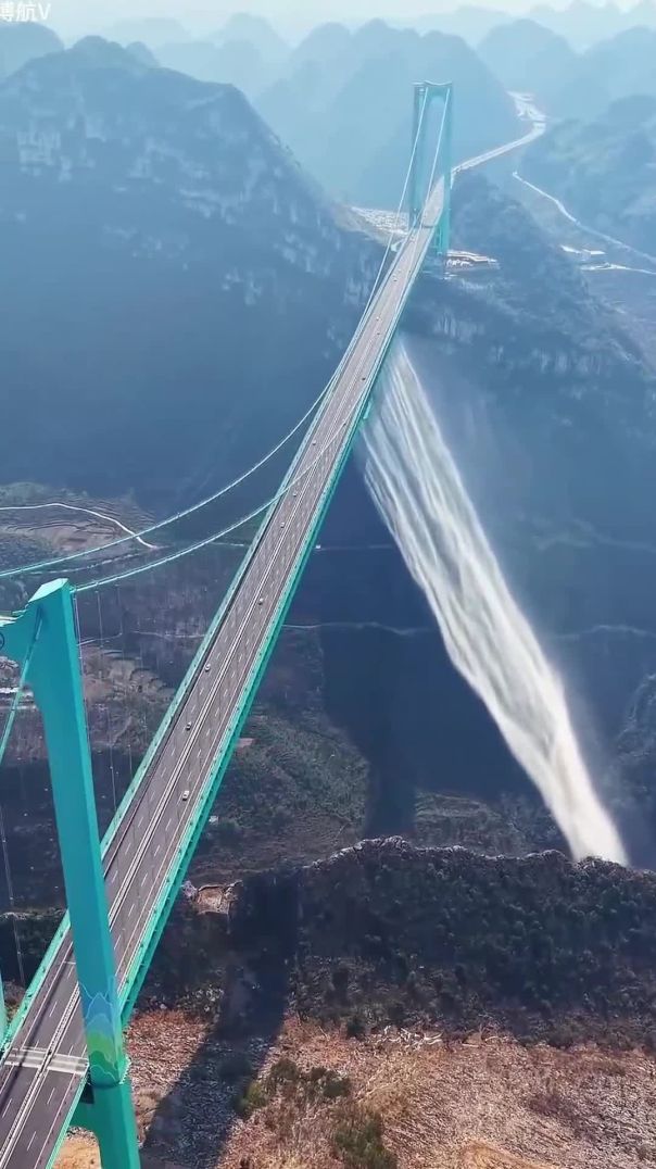 Highest bridge on Earth with a waterfall #shorts #amazing #didyouknow #fyp